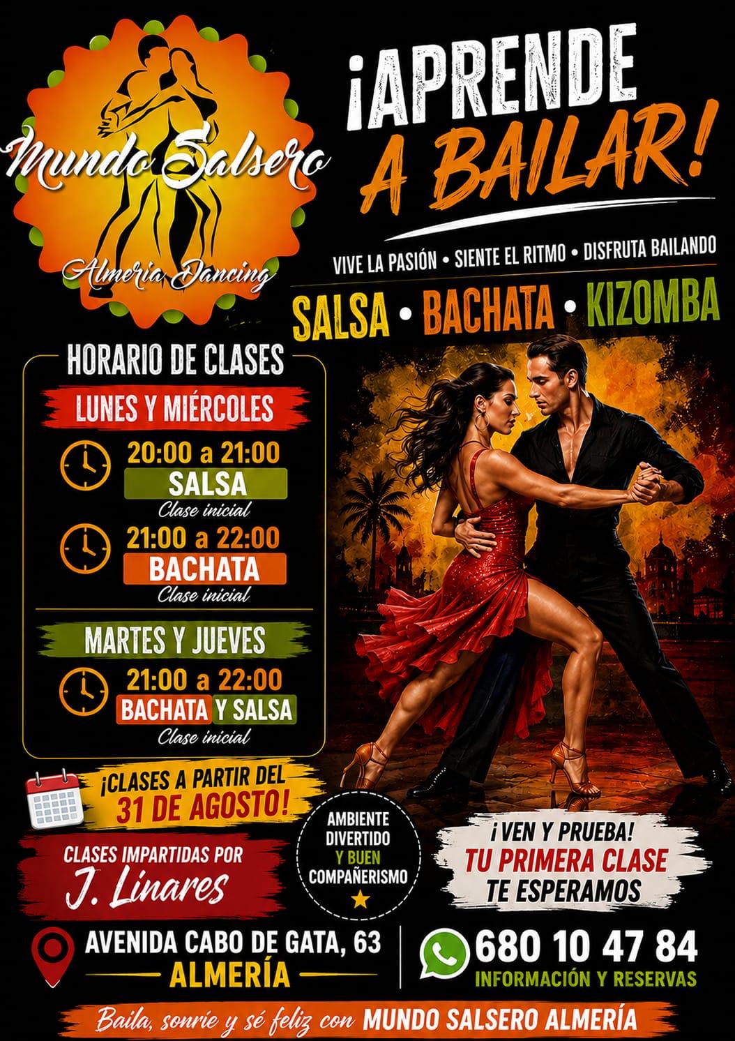 Cartel nueva temporada de clases de salsa y bachata en Almería